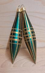Vintage kerst pegels - groen en goud, Diversen, Kerst, Ophalen of Verzenden, Zo goed als nieuw