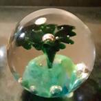 2 stuks Glazen Presse Papier Bloem Roze en Groene Anemoon., Ophalen of Verzenden