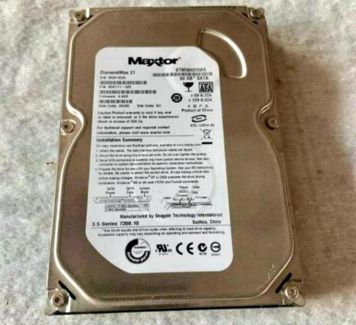Maxtor Diamond Max 21 STM380215AS Series 3.5" 80GB SATA 80, Computers en Software, Harde schijven, Refurbished, Desktop, Ophalen of Verzenden
