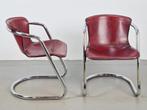 Set 2 vintage metaform tuigleer leren buisframe stoel ‘70