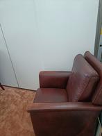 fauteuil donkerbruin echt leer, Huis en Inrichting, Ophalen of Verzenden, Zo goed als nieuw, 50 tot 75 cm, Leer