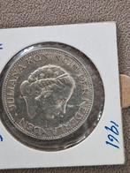 2 1/2 Gulden 1961 - Koningin Juliana, Koningin Juliana, Zilver, Ophalen of Verzenden, Losse munt
