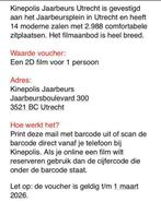 Kinepolis bioscoop bon voor 1x 2D film, Tickets en Kaartjes, Eén persoon, Niet van toepassing, Vrijkaartje alle films