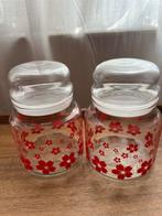 Glazen Potren met bloemenmotief, Ophalen of Verzenden, Zo goed als nieuw, Glas, Pot, Bus of Blik