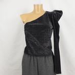Sisters Point Nieuwe Zwarte Sparkle Top met Puff Mouwen, Verzenden, Zwart, Maat 42/44 (L), Sisters Point