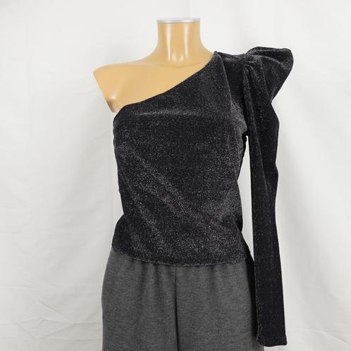 Sisters Point Nieuwe Zwarte Sparkle Top met Puff Mouwen, Kleding | Dames, Tops, Nieuw, Maat 42/44 (L), Zwart, Korte mouw, Verzenden
