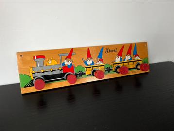 Vintage houten Kapstok David de kabouter kinderkamer 1988 