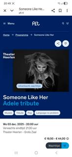Someone Like Her - Adele tribute ticket, Tickets en Kaartjes, Eén persoon, December
