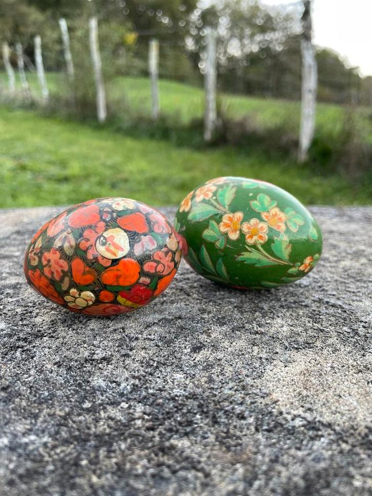 Handgeschilderd vintage Eieren met Bloemmotief, Antiek en Kunst, Curiosa en Brocante, Ophalen of Verzenden