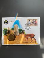 FDC VN Gabon postzegel envelop met munt 1990, Ophalen of Verzenden, Buitenland