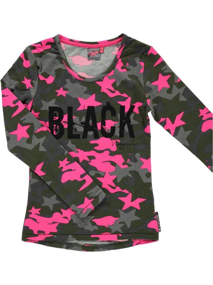 VINGINO longsleeve shirt "Black" army pink maat 188 18, Kinderen en Baby's, Kinderkleding | Maat 176, Zo goed als nieuw, Meisje