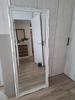 Brocante spiegel met mooie bewerkte houten lijst, Ophalen, Gebruikt, 75 tot 100 cm, 150 tot 200 cm