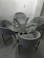 Set eettafel met vier stoelen, Huis en Inrichting, Tafels | Eettafels, Ophalen, Rond, Vier personen, 100 tot 150 cm