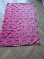 hardroze plaid met luipaardjes 220x150, Ophalen of Verzenden, Zo goed als nieuw