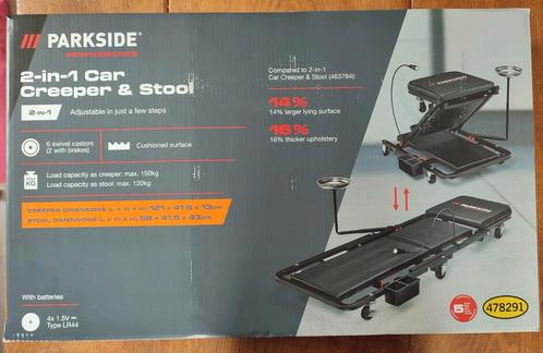 Parkside 2-in-1 Car Creeper & Stool - Nieuw in doos., Auto diversen, Autogereedschap, Nieuw, Ophalen of Verzenden