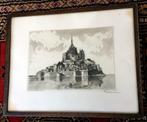 Schilderij Le Mont - Saint Michel (face est) 32,5 bij 26 cm, Ophalen of Verzenden