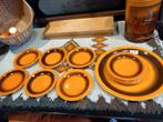 gebakstel oranje retro vintage, Ophalen of Verzenden, Glas, Overige stijlen, Schaal of Schalen