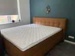 Boxspring 200x220 ZO GOED ALS NIEUW!, Bruin, Tweepersoons, Ophalen of Verzenden, Zo goed als nieuw