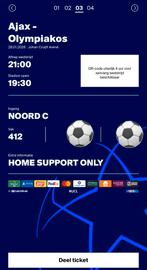 AJAX - OLYMPIAKOS | 2 KAARTEN NAAST ELKAAR | VAK 412, Tickets en Kaartjes, Evenementen en Festivals, Twee personen