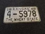 Kentekenplaat licenseplate Kansas The Wheat State 1948 USA, Verzenden, Gebruikt, Auto's