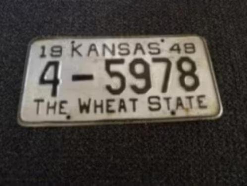Kentekenplaat licenseplate Kansas The Wheat State 1948 USA, Verzamelen, Automerken, Motoren en Formule 1, Gebruikt, Auto's, Verzenden