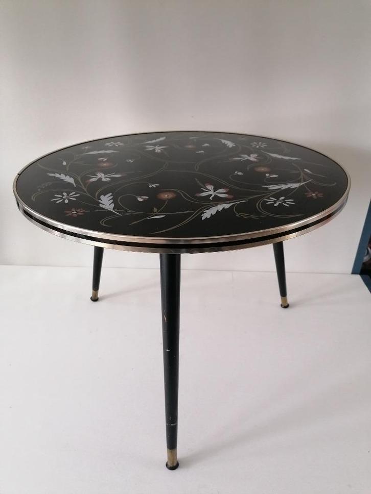 retro rockabilly tafel met glazenblad rond izgst, Verzamelen, Retro, Huis en Inrichting, Verzenden