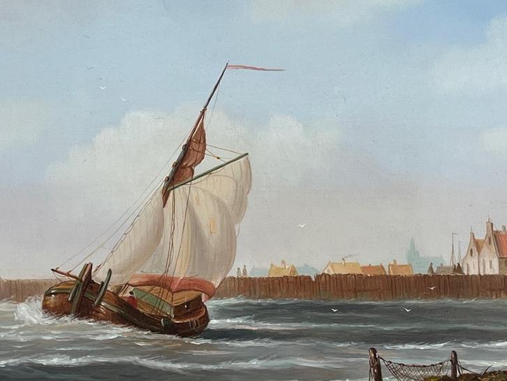 Johannes Eerdmans, botter verlaat veilige haven, Antiek en Kunst, Kunst | Schilderijen | Klassiek, Ophalen