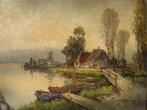 Olieverf schilderij van Wim van Norden  "Aan de Plas", Antiek en Kunst, Ophalen