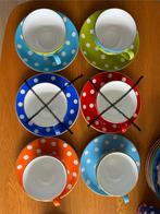 Oilily servies Polka Dots - Douwe Egberts 4 kop en schotels, Ophalen of Verzenden, Zo goed als nieuw, Overige stijlen, Kop(pen) en/of Schotel(s)