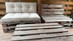 Complete tuinset van Euro Pallets met kussens, Tuin en Terras, Tuinsets en Loungesets, Ophalen, 4 zitplaatsen, Gebruikt, Bank