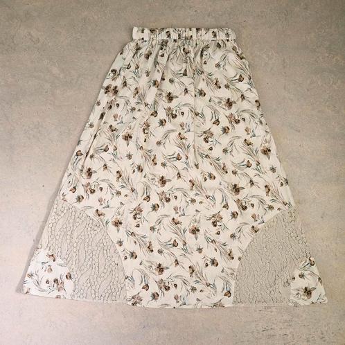 Meïsie, rok, kanten inzet, ivoorkleurig. L/M, Kleding | Dames, Rokken, Zo goed als nieuw, Maat 38/40 (M), Overige kleuren, Onder de knie