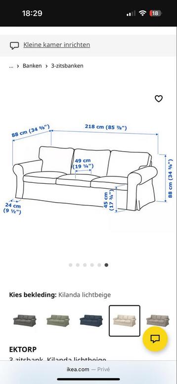 Ikea Ektorp Bankstel + Fauteuil - Zandkleur - afbeelding 6