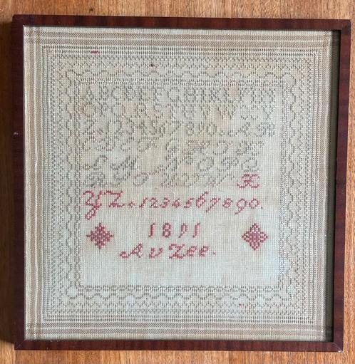 Antieke merklap uit 1891, Antiek en Kunst, Antiek | Kleden en Textiel, Ophalen of Verzenden