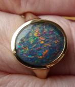 Nieuwe geelgouden zegelring (6) met Australische Opaal, Sieraden, Tassen en Uiterlijk, Ringen, Verzenden, 19 tot 20, Nieuw, Dame of Heer