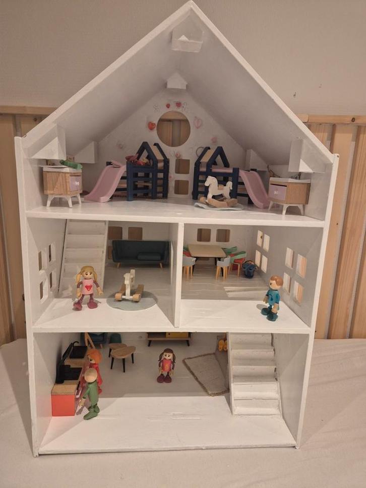 Mooi houten poppenhuis grachtenpand met accessoires, Kinderen en Baby's, Speelgoed | Poppenhuizen, Gebruikt, Poppenhuis, Ophalen of Verzenden