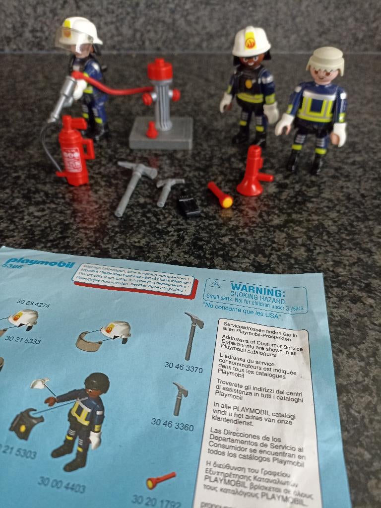 Playmobil Trio brandweermannen - 5366, Ophalen of Verzenden, Zo goed als nieuw, Complete set