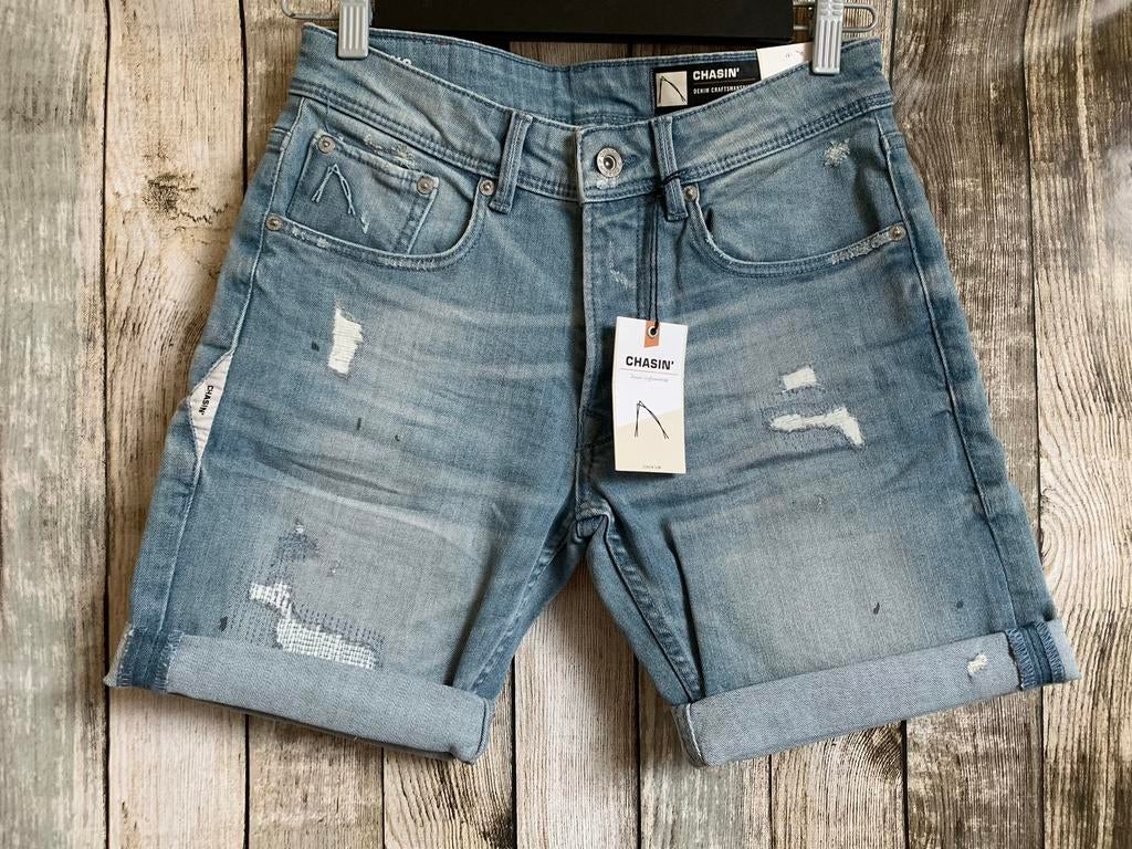 Chasin Ego super gave slim fit jeans short (Maat XS) NIEUW!!, Verzenden, Nieuw, Blauw, W32 (confectie 46) of kleiner