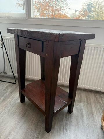 Vintage Houten Tafel met Lade - 61x40x79cm beschikbaar voor biedingen
