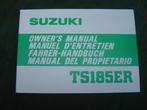 Suzuki TS185 ER 1979 owner's manual TS 185  fahrerhandbuch, Motoren, Handleidingen en Instructieboekjes, Suzuki