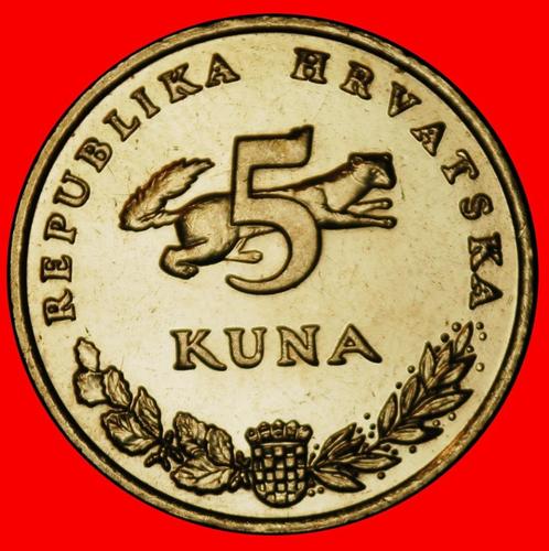 Ⰶ BEAR AND MARTEN 1993-2021: YUGOSLAVIA CROATIA 5 KUNAS 2017, Postzegels en Munten, Munten | Europa | Niet-Euromunten, Losse munt