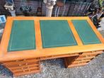 Klassieke Engelse schrijftafel, bureau, desk, met lederen in, Huis en Inrichting, Bureaus, Ophalen, Zo goed als nieuw