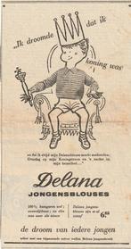 Retro reclame 1954 Delana jongensmode blouses kleine koning, Verzenden, Overige typen
