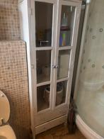 Grenen roomwit kastje glazen deuren, Ophalen, 25 tot 50 cm, Minder dan 100 cm