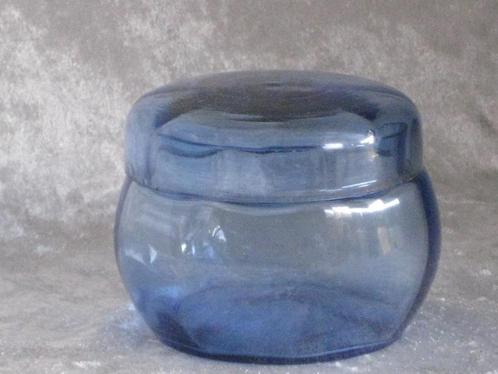 Blauw Facet Glas Deksel Doosje, Antiek en Kunst, Antiek | Glas en Kristal, Ophalen
