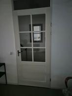 Houten opdekdeur met 6 blankglas ruitjes., Doe-het-zelf en Verbouw, Deuren en Horren, Ophalen of Verzenden, Gebruikt, Binnendeur