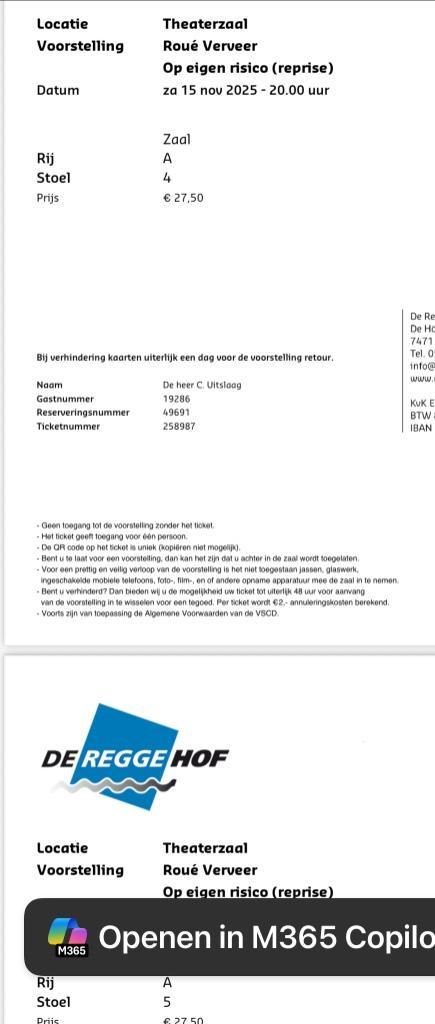 2 Kaartjes voorstelling van Roui Verveer, Tickets en Kaartjes, Theater | Musical, Twee personen, November