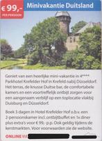 Minivakantie Duitsland €99,- per persoon Postcodeloterij bon, Twee personen, 2 overnachtingen