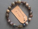 586 edelsteen armband Pietersiet 9,5mm - met rode Granaat, Overige kleuren, Nieuw, Ophalen of Verzenden, Elastiek