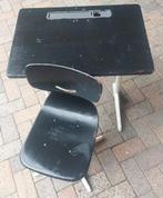 vintage  schoolbankje plus stoel, Ophalen, Gebruikt, Tafel(s) en Stoel(en)