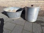 Zinken teil en emmer met deksel., Minder dan 60 cm, Rond, Ophalen of Verzenden, Zo goed als nieuw